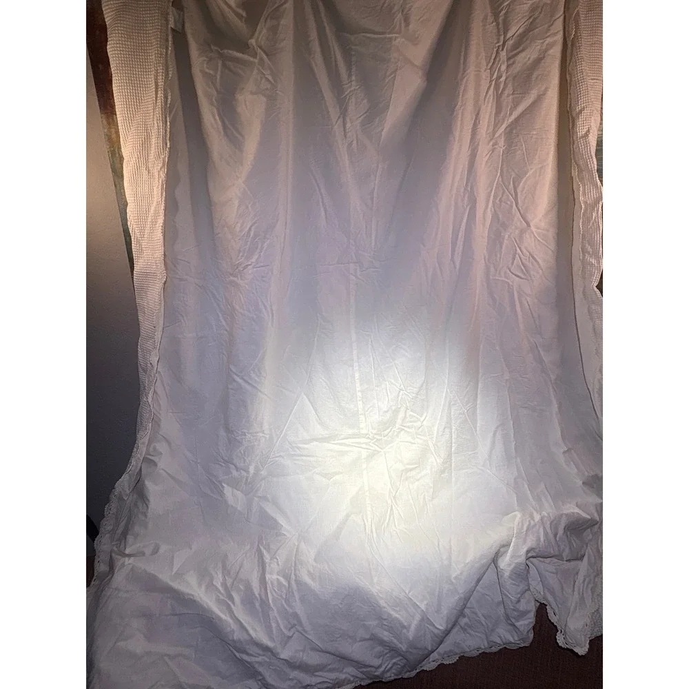 JCPenney Home White Waffle Weave Ribbon Floral Embroidered Shower Curtain